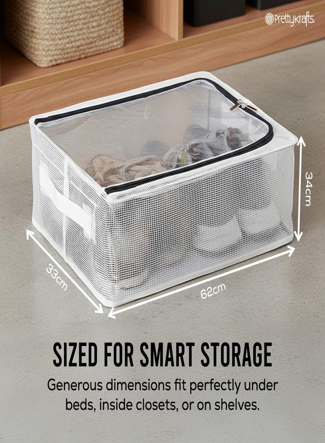 PrettyKrafts Shoe Storage Box, Clear Plastic Stackable Shoe Box, Space Saving Foldable Multipurpose Storage Organizer for Shoes & Blankets, Clothes, UnderBed & Closet Storage (62 x 33 x 34 cm) - Image 5